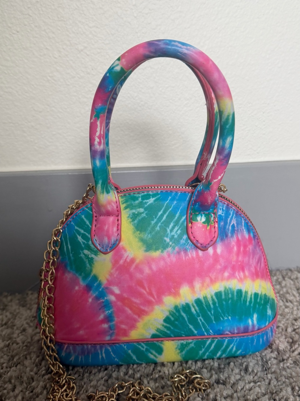 Tie-Dye Mini Dome Satchel Handbag - Pink Multi